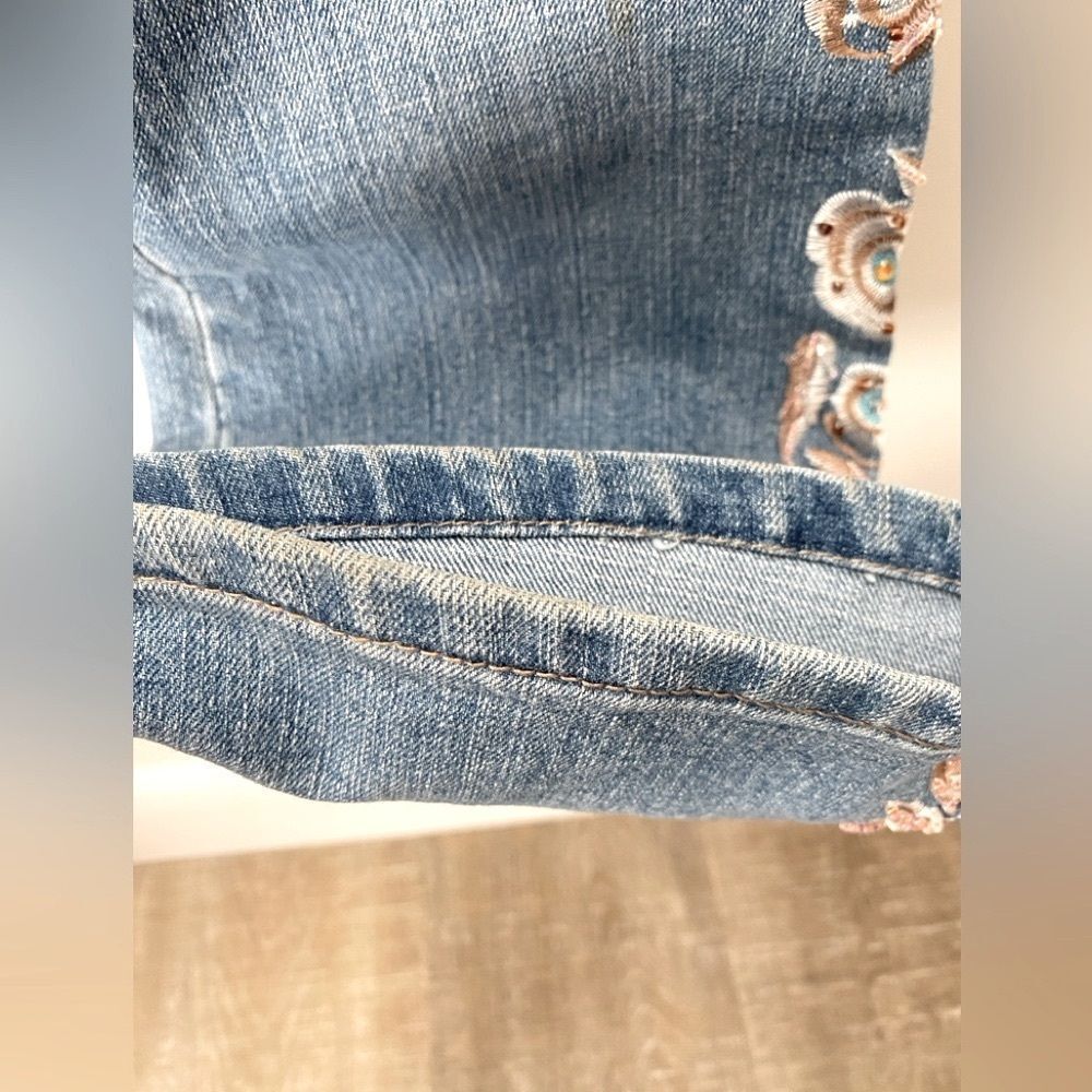 Vintage Y2K Low Rise Flare Jeans Embellished Beaded Embroidered Fairy Boho 27 - Picture 15 of 16